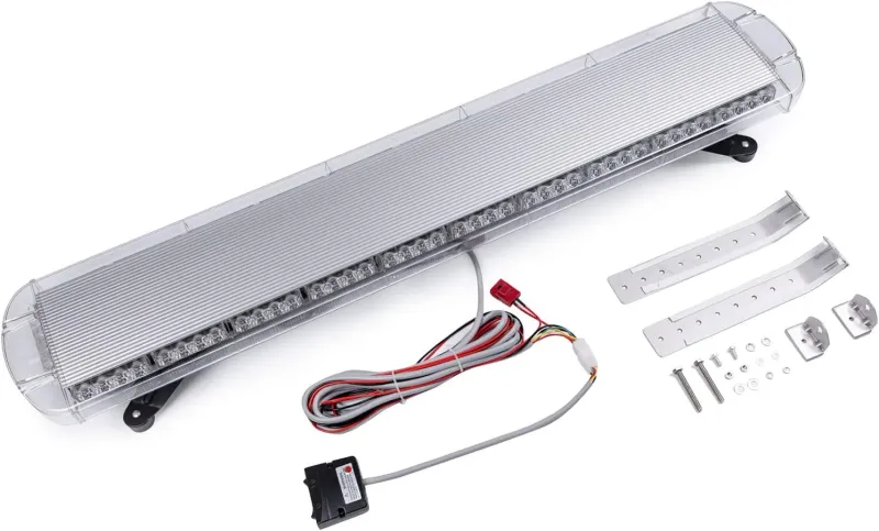 Мощна аварийна сигнална лампа 120см 88 LED ЛЕД блиц маяк буркан лед бар 12-24V със 15 режима на работа жълта за пътна помощ платформа снегорин багер бус ван и др. - 14