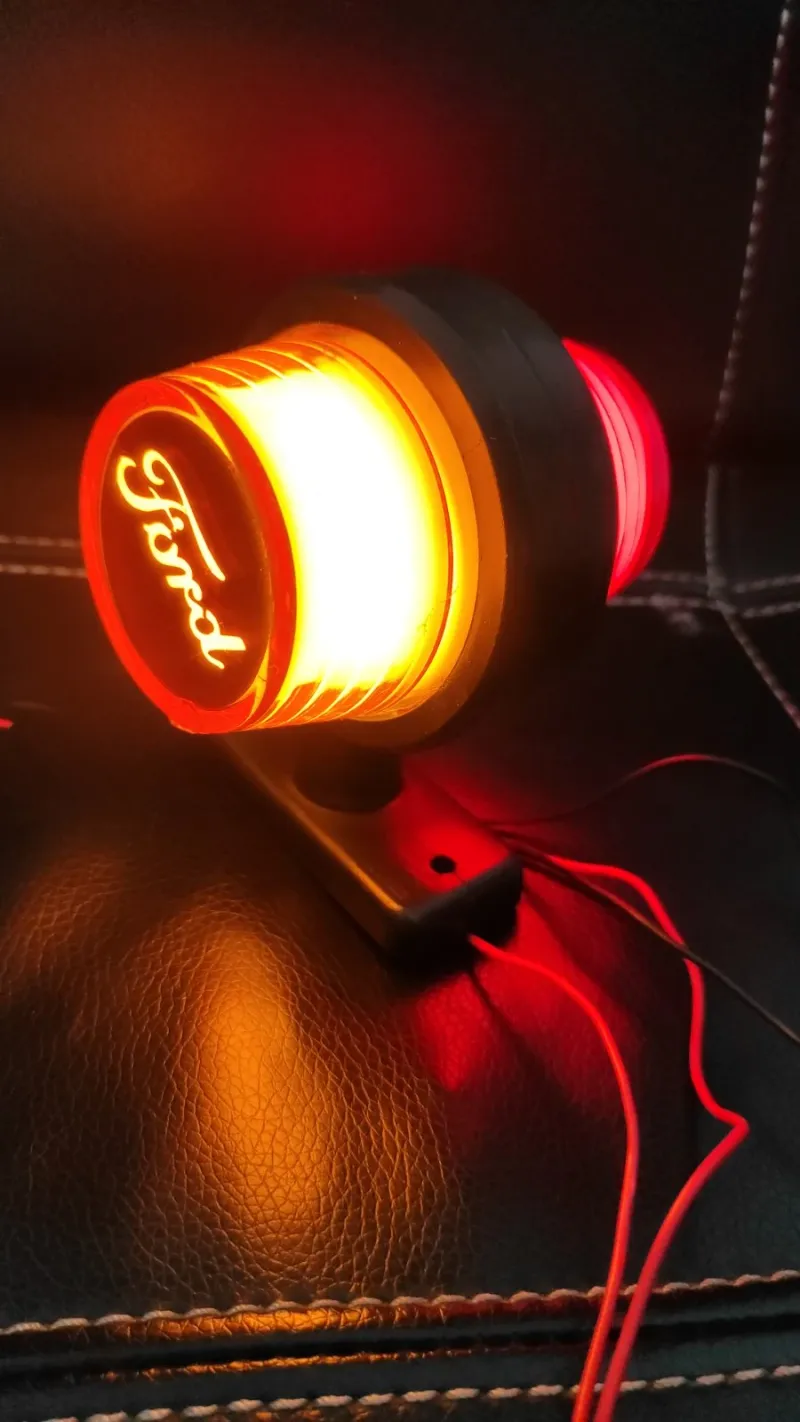 1 брой LED ЛЕД страничен габарит рогче 12 -24V оранжево - червено “old school” Неон Ефект с лого FD - 4