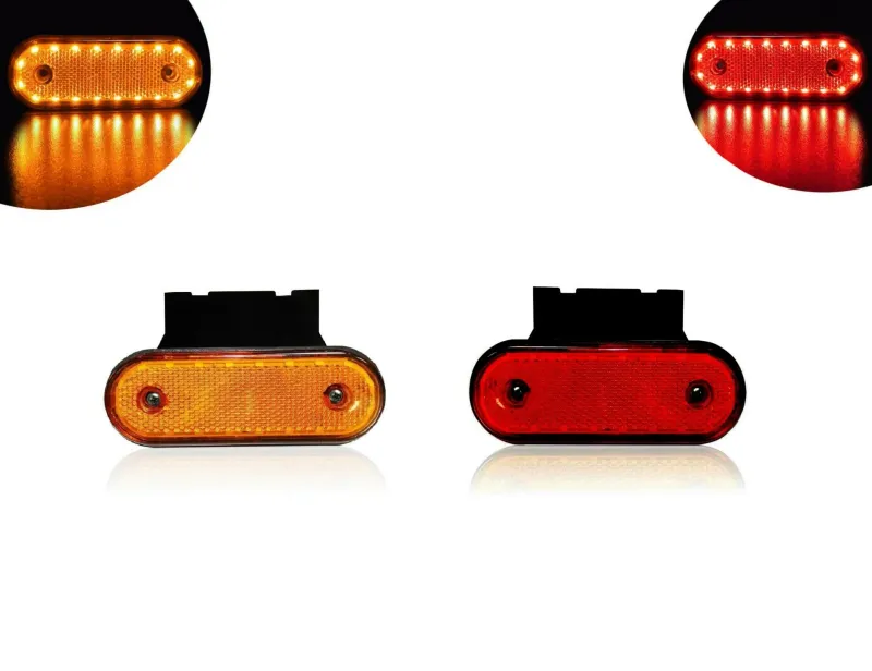 LED Габарит Със Стойка, Червен или Жълт Цвят, Маркер, 20 Диода, 12V - 24V - 7