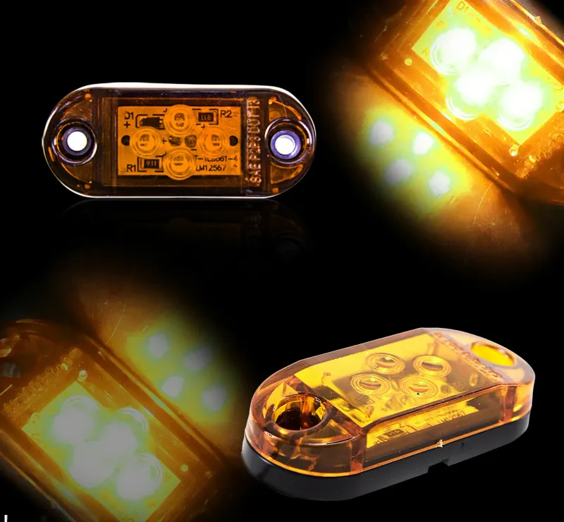 LED Габарит, Бял, Червен, Жълт, Маркер, 4 SMD Диода, 12V - 24V - 6