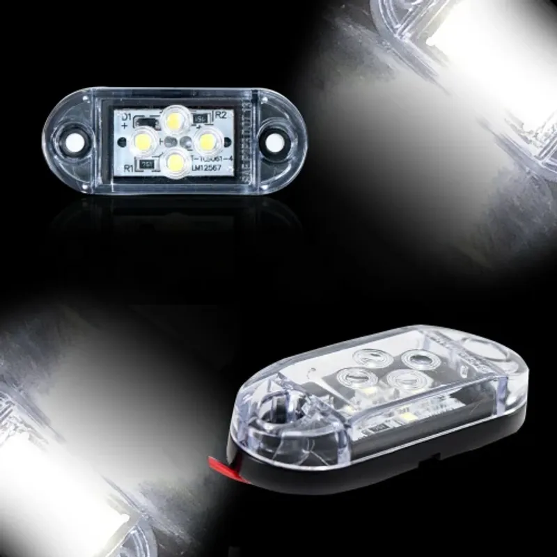Бял LED Габарит, Маркер, 4 SMD Диода - 12V - 0