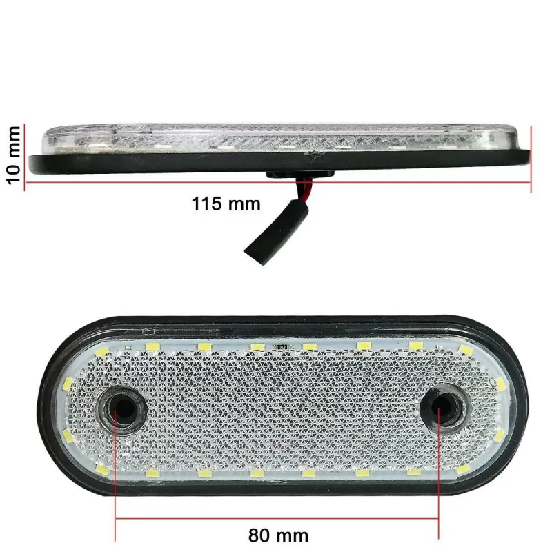 LED Габарит, Маркер, Токос - Бял, Червен, Жълт, 20 Диода - 12V - 24V - за камион бус, ван, каравана, платформа, кемпер - 7