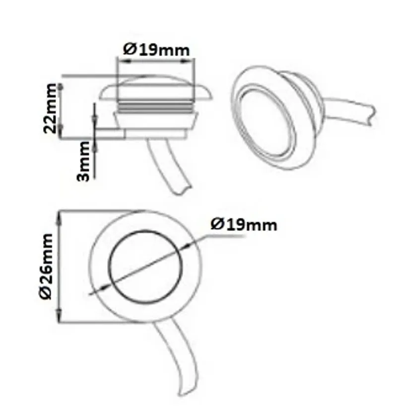Червен LED Габарит, Тип Копче, Маркер, Токос - 24V - 1