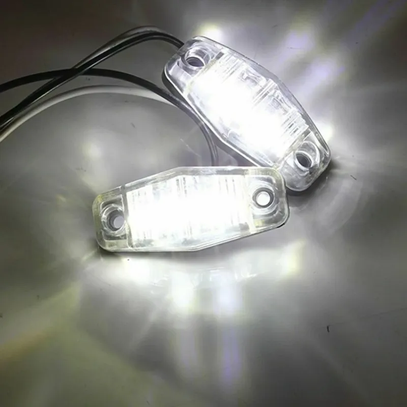 1 брой Бял LED Маркер, габарит, токос, 12 диода - 24V - за камион, ремарке, каравана, платформа - 3