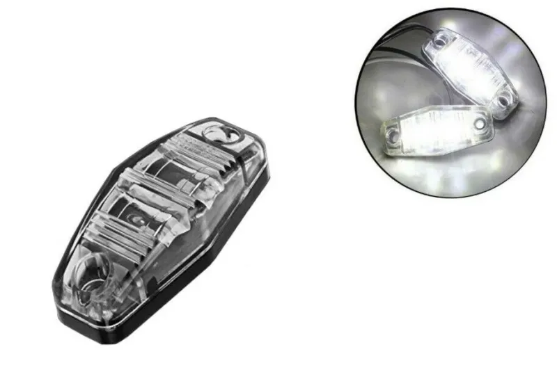 1 брой Бял LED Маркер, габарит, токос, 12 диода - 24V - за камион, ремарке, каравана, платформа - 4