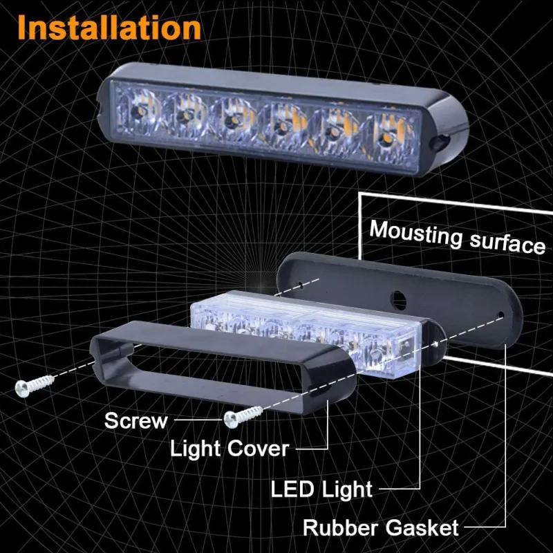 Комплект 2 Броя С Конектор 6 LED Диода 17cm Сигнална Аварийна Блиц Маяк Led Бар Лампа Пътна Помощ Платформа - 4