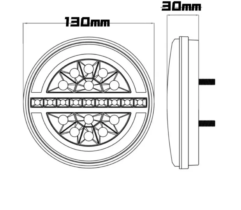 LED Лед Диоден Стоп Тип Хамбургер Неон Ефект с динамичен бягащ мигач Ø13cm 12V-24V За Камион, Ремарке, Бус , Каравана, Кемпер,Ван с 3 функции - 1