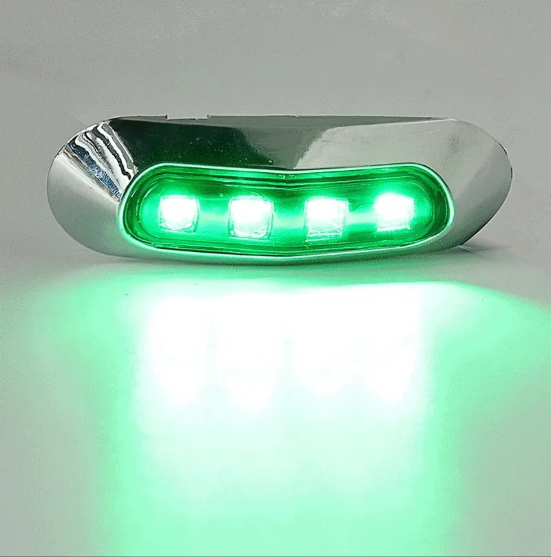 LED Габарит, Маркер, 5 цвята, 4 диода, Хромирана рамка - 12-24V - за автомобил, бус, камион, ремарке и др. - 11