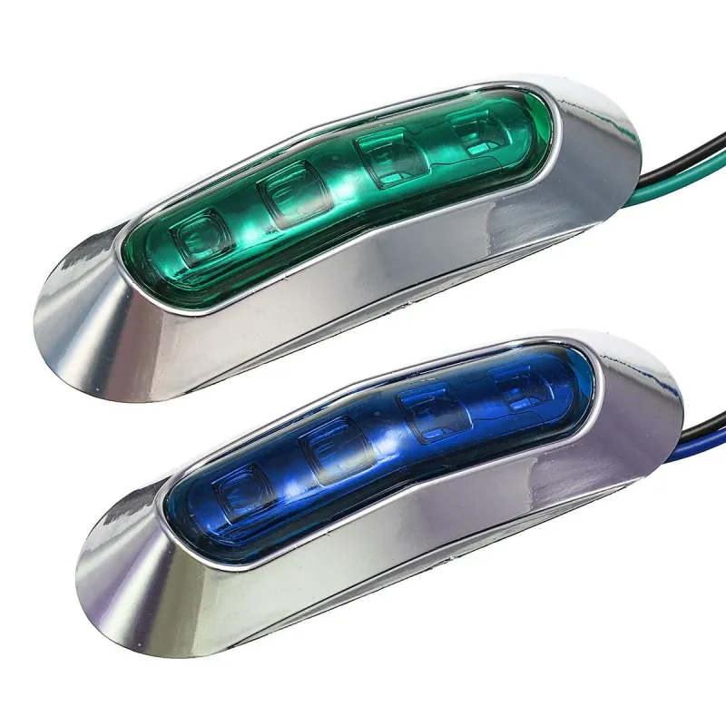 LED Габарит, Маркер, 5 цвята, 4 диода, Хромирана рамка - 12-24V - за автомобил, бус, камион, ремарке и др. - 8