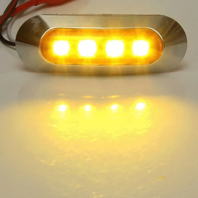 Оранжев/Жълт LED Габарит, Маркер, 4 диода, Хромирана рамка - 24V - 1