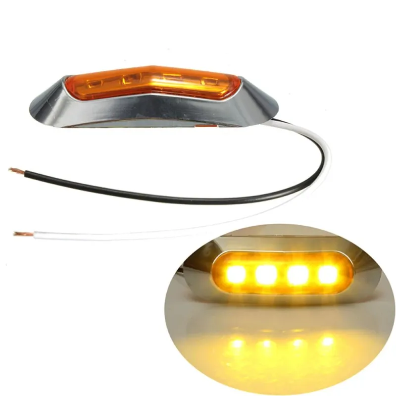 Оранжев/Жълт LED Габарит, Маркер, 4 диода, Хромирана рамка - 24V - 0