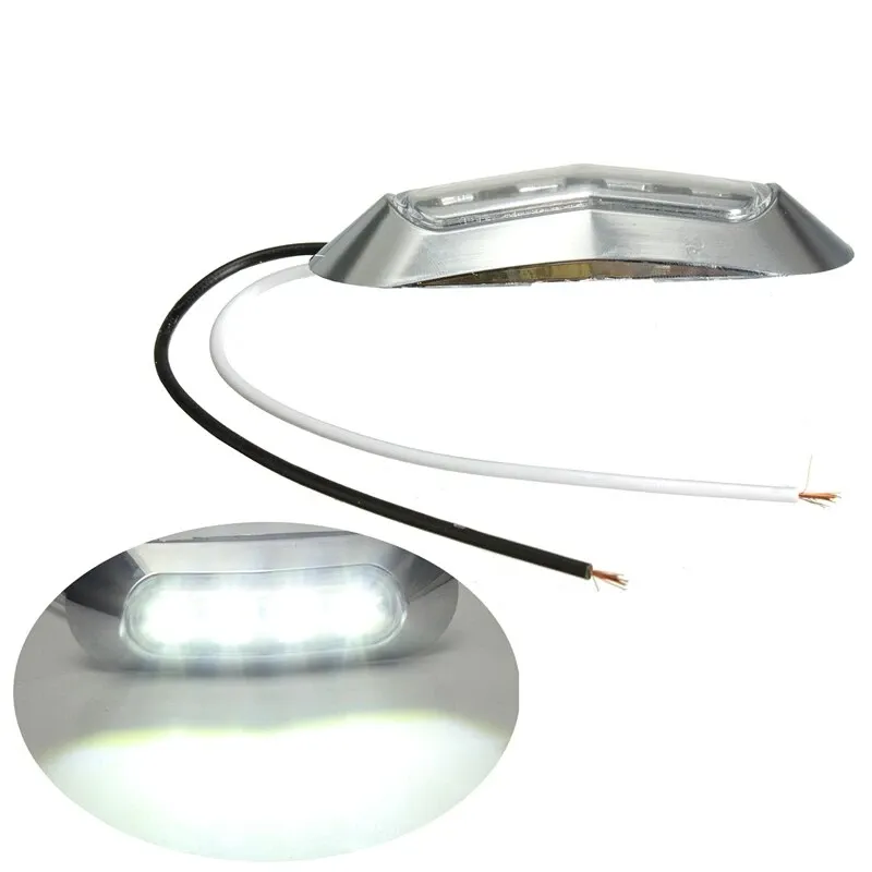 Бял LED Габарит, Маркер, 4 диода, Хромирана рамка - 12V - 0