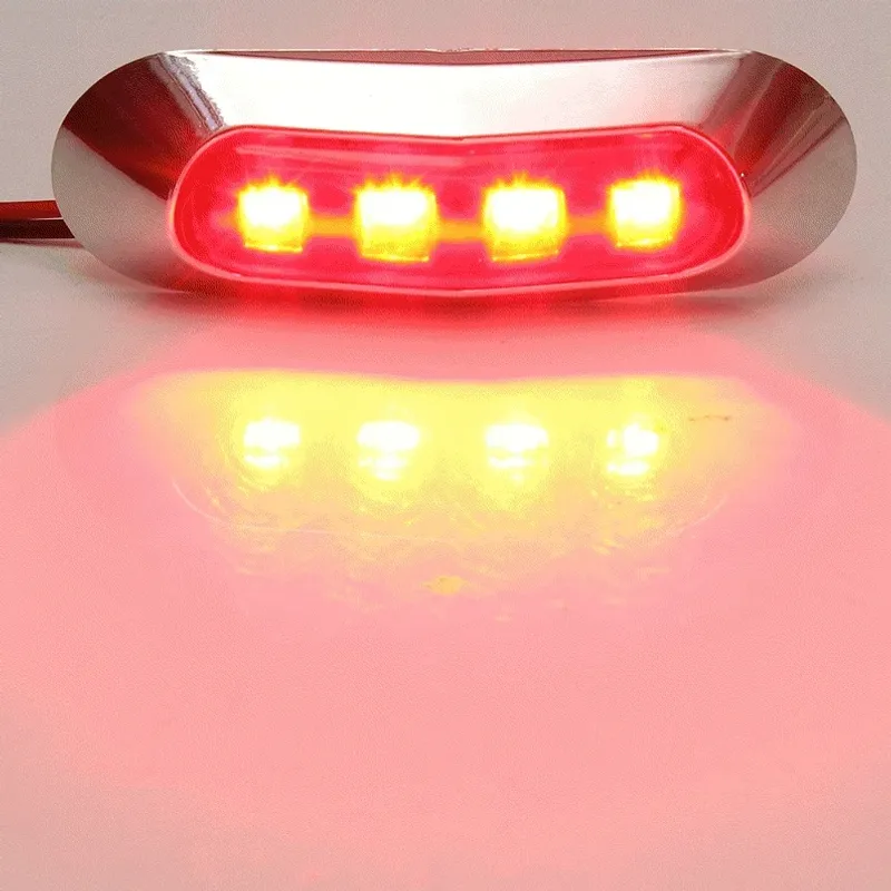 Червен LED Габарит, Маркер, 4 диода, Хромирана рамка - 12V - 2