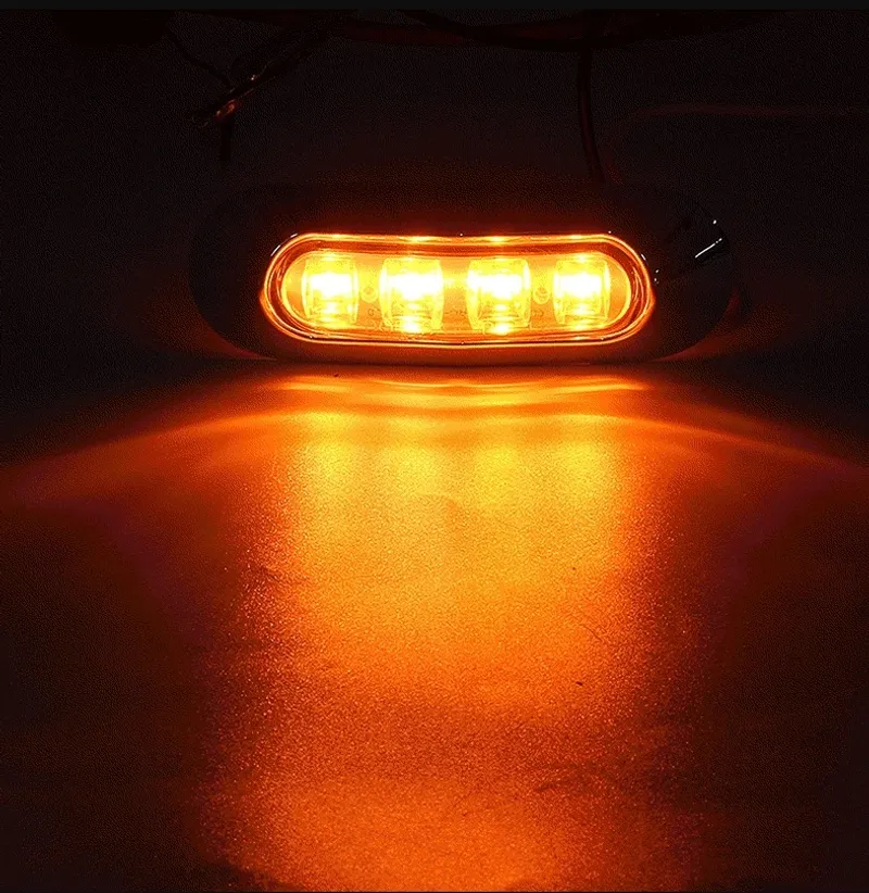 Оранжев/Жълт LED Габарит, Маркер, 4 диода, Хромирана рамка - 12V - 2