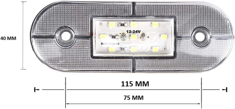 24V ЛЕД LED Бял диоден маркер габарит токос със 9 светодиода за камион ремарке бус ван каравана платформа и др. - 1