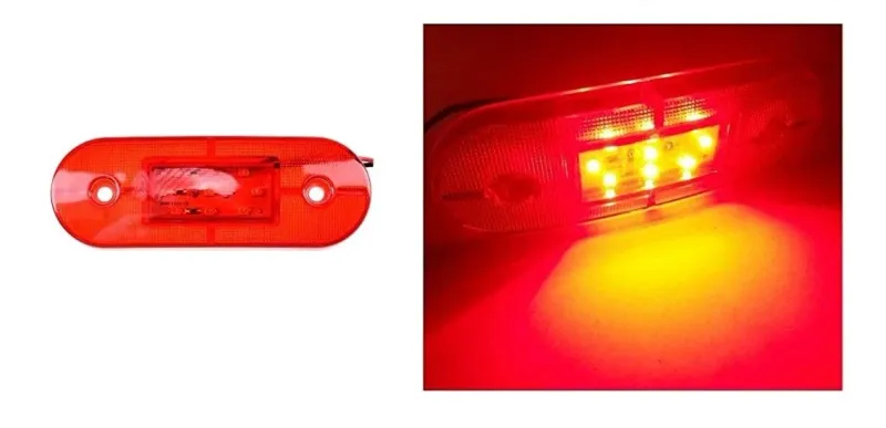 12V ЛЕД LED Червен дииоден маркер габарит токос със 9 светодиода за ремарке бус ван каравана платформа и др. - 0