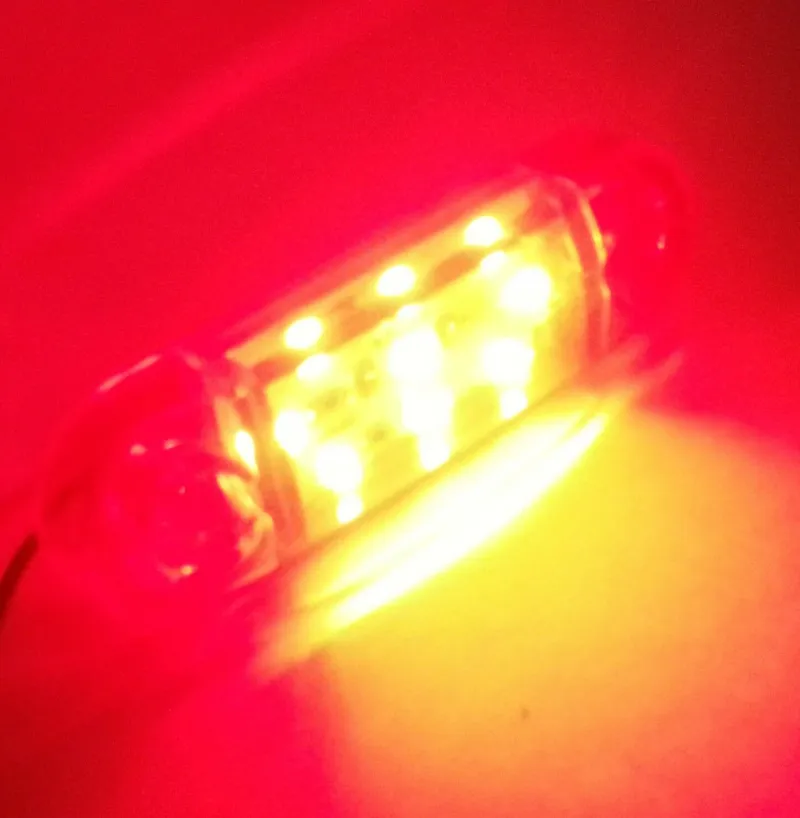 Светодиоден маркер габарит токос червена светлина със 9 LED ЛЕД за бус ван ремарке каравана платформа 24V - 2