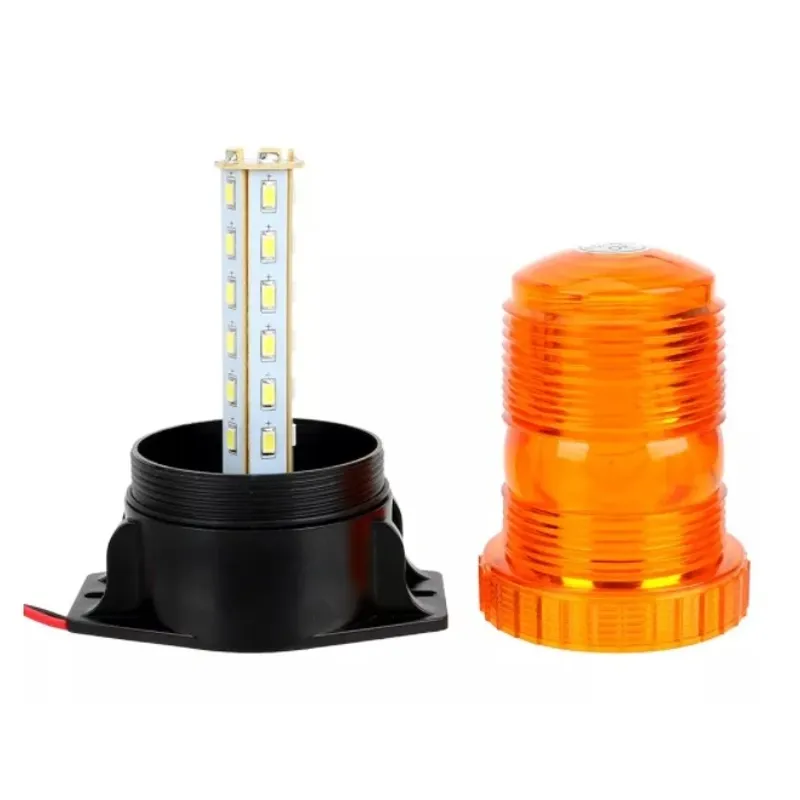 LED Лед Сигнална Аварийна Лампа Маяк Буркан 130mm x 74mm, 12V - 24V, 30 SMD Диода За Трактор, Електрокар, Мотокар, Селскостопански Машини и др. - 13