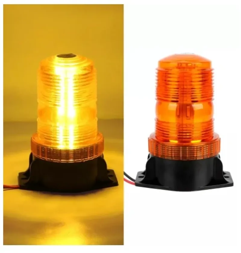 LED Лед Сигнална Аварийна Лампа Маяк Буркан 130mm x 74mm, 12V - 24V, 30 SMD Диода За Трактор, Електрокар, Мотокар, Селскостопански Машини и др. - 8