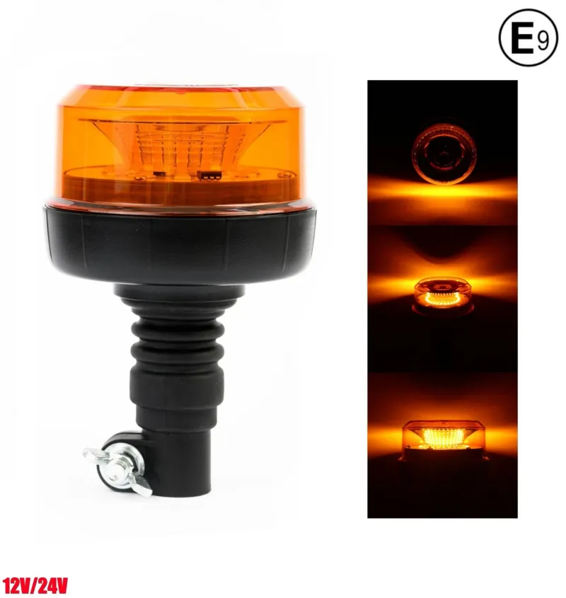 LED Лед Диодна Аварийна Сигнална Лампа Маяк Буркан 12/24V , Блиц, Slim, E-Mark, 12 SMD - 0