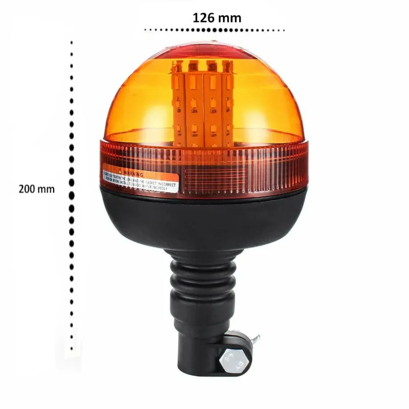 LED ЛЕД Аварийна, Сигнална Лампа, 40 Диода, 3 Режима На Светлина, Маяк, Буркан, Оранжева, Жълта, 12V - 24V, Е-Mark E9 - 1