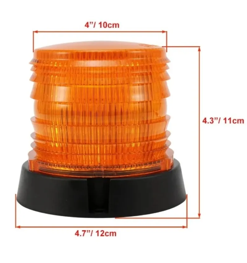 60 LED Лед Сигнална Лампа Аварийна Маяк Буркан 12V 24V С Mагнитно и Болтово Захващане - 3