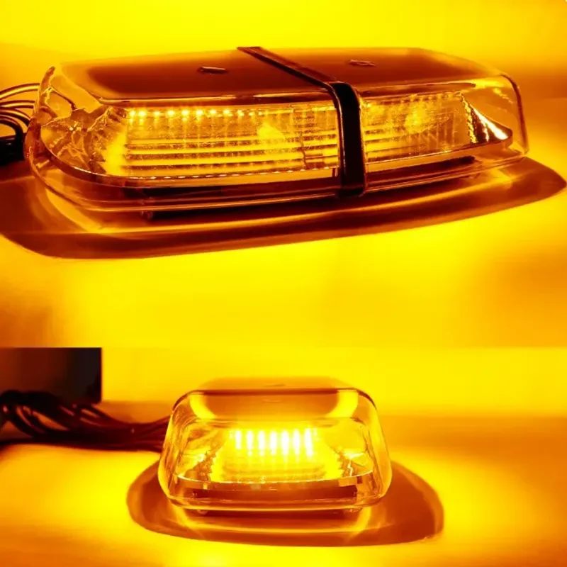12V 24V Лед Led Аварийна Сигнална Лампа Маяк Буркан 72 Диода с 8 режима бяло стъкло с болтово захващане За Пътна Помощ Платформа Снегорин и др. - 3
