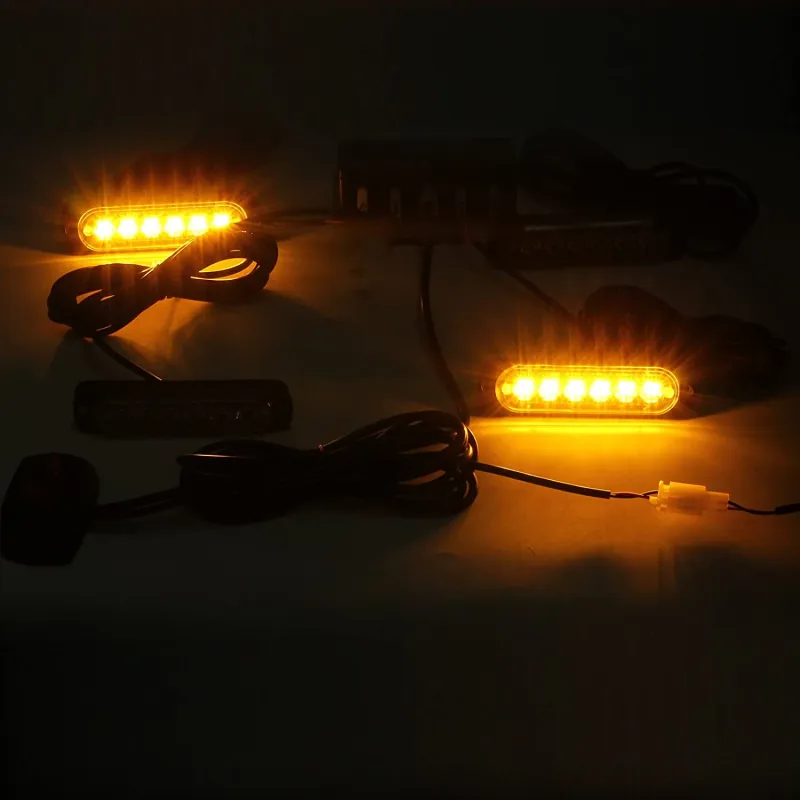 6 Led Аварийна Лампа, Жълта Блиц Светлина, Мигаща, 4 Броя с Контролер, 8 Режима На Работа, 12V - 2