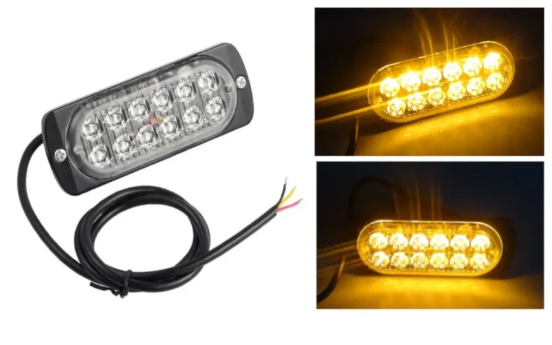 12 LED ЛЕД Аварийна Лампа За Пътна Помощ, Жълта Блиц Светлина, Мигаща! - 0