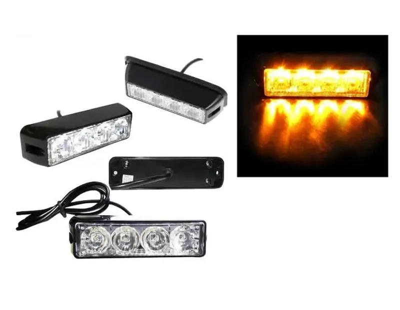 4 LED Аварийна Лампа За Пътна Помощ, Жълта Блиц Светлина, Мигаща! MAR752 - 1