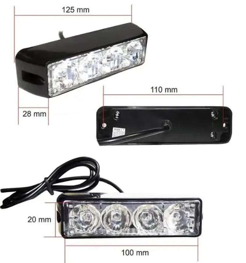 4 LED Аварийна Лампа За Пътна Помощ, Жълта Блиц Светлина, Мигаща! MAR752 - 2