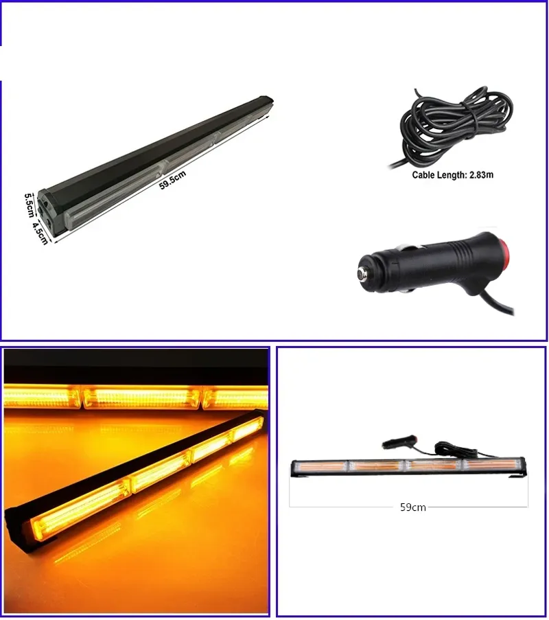 59 Cm Сигнална Аварийна Блиц Маяк Led Бар Лампа Пътна Помощ Платформа 12V 24V - 4