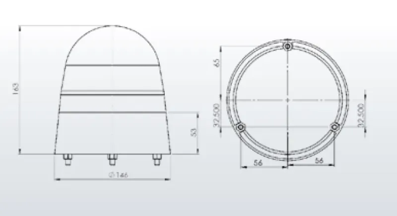 Въртяща Сигнална Аварийна Оранжева Лампа Маяк с Крушка 24V Ø 146mm - 1