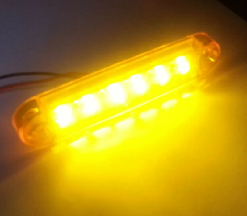 1 брой ЛЕД LED Оранжев Диоден Маркер Габарит Токос със 6 светодиода за камион ремарке бус ван каравана платформа 12V-24V - 2
