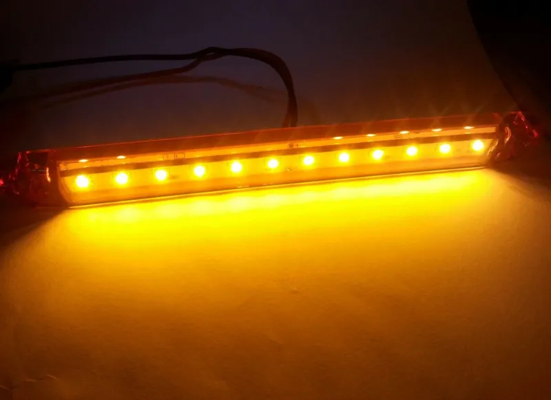 ЛЕД LED Оранжев Диоден Маркер Габарит Токос със 12 светодиода за камион ремарке бус ван каравана платформа 12V-24V - 1