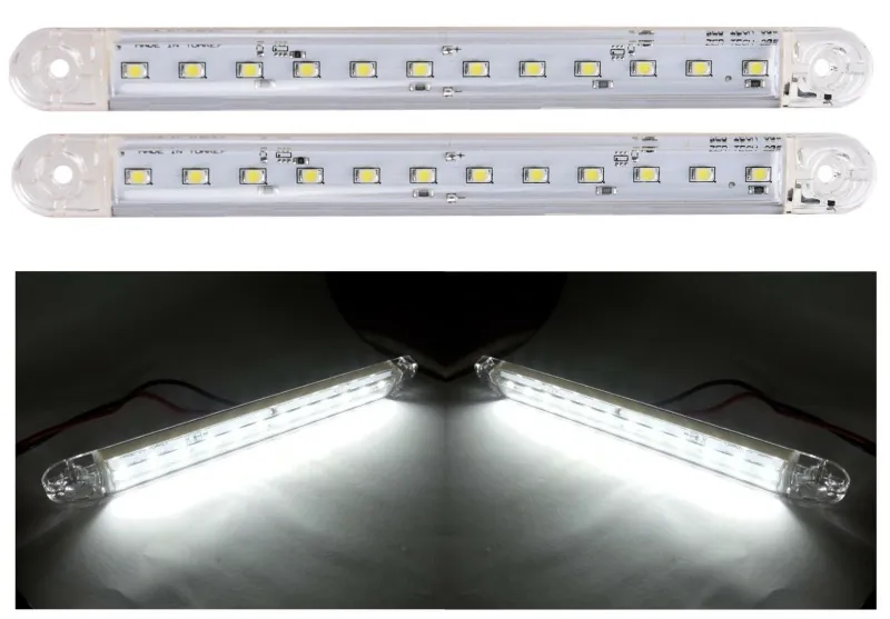 ЛЕД LED Бял Диоден Маркер Габарит Токос със 12 светодиода за камион ремарке бус ван каравана платформа 12V-24V - 2