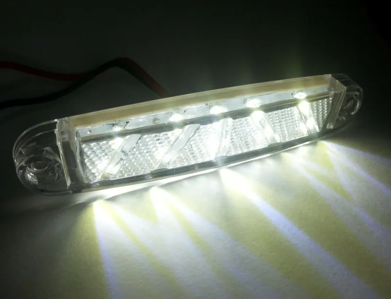 ЛЕД LED Бял Диоден Маркер Габарит Токос със 10 светодиода за камион ремарке бус ван платформа 12V-24V - 1