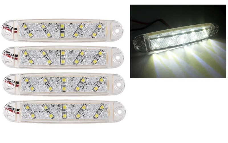 ЛЕД LED Бял Диоден Маркер Габарит Токос със 10 светодиода за камион ремарке бус ван платформа 12V-24V - 2