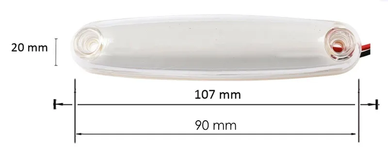 LED Светодиоден Габарит Неон Ефект Маркер Токос Бял 12V-24V 107 mm - 0