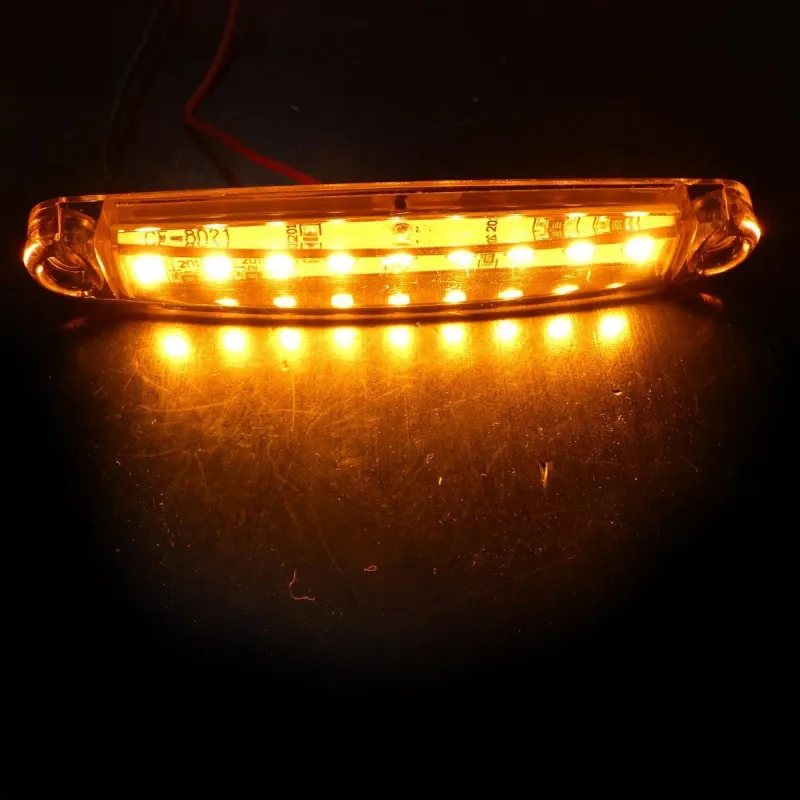1 брой ЛЕД LED Оранжев Жълт Диоден Маркер Габарит Токос със 9 светодиода за камион ремарке бус ван каравана платформа 12-24V - 4