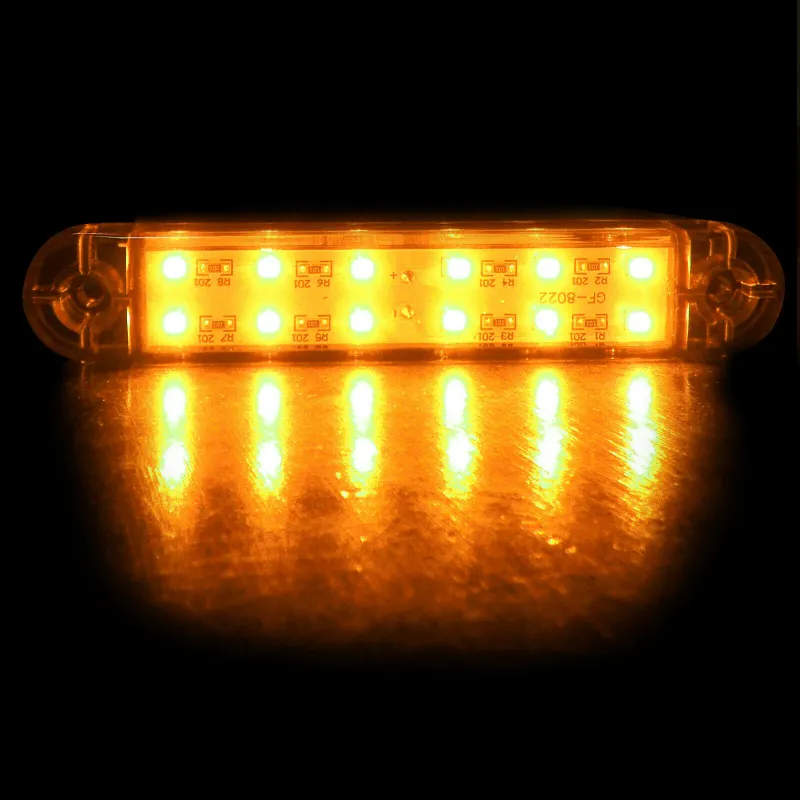 1 брой ЛЕД LED Оранжев Жълт Диоден Маркер Габарит Токос със 12 светодиода за камион ремарке бус ван каравана платформа 12-24V - 1