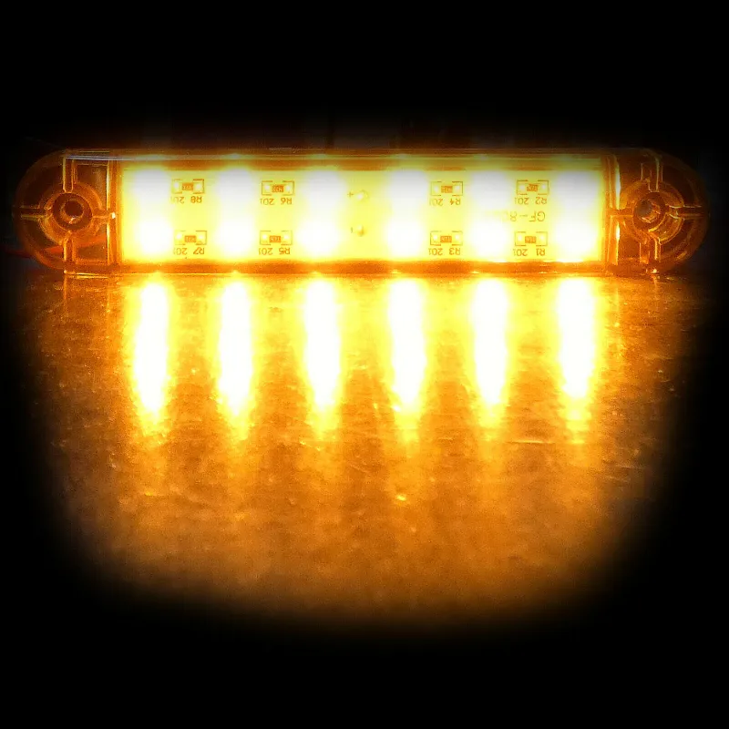 1 брой ЛЕД LED Оранжев Жълт Диоден Маркер Габарит Токос със 12 светодиода за камион ремарке бус ван каравана платформа 12-24V - 3