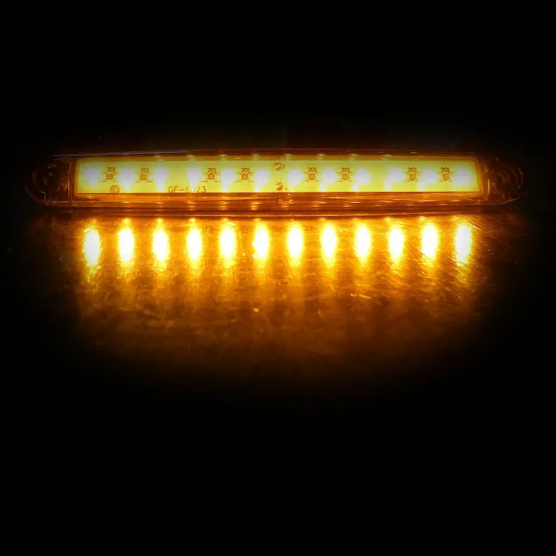 1 брой ЛЕД LED Оранжев Жълт Диоден Маркер Габарит Токос със 12 светодиода за камион ремарке бус ван каравана платформа 24V - MAR871 - 3