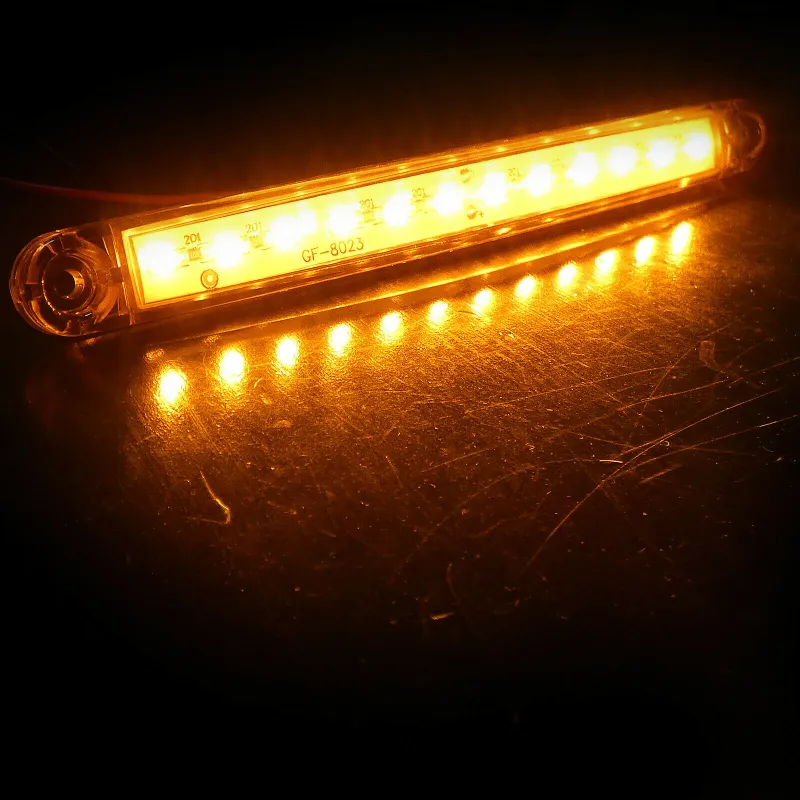 1 брой ЛЕД LED Оранжев Жълт Диоден Маркер Габарит Токос със 12 светодиода за камион ремарке бус ван каравана платформа 24V - MAR871 - 4