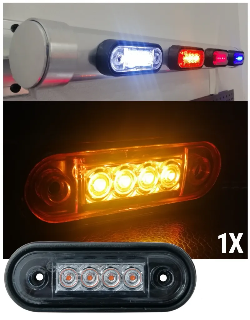 LED Маркер, Диоден Габарит, Токос, Оранжев, 12V-24V, Светлина За Камион, Бус, Ван, Ремарке, Каравана, Извит Гръб за Директен Монтаж на Ролбар, Булбар MAR891 - 2