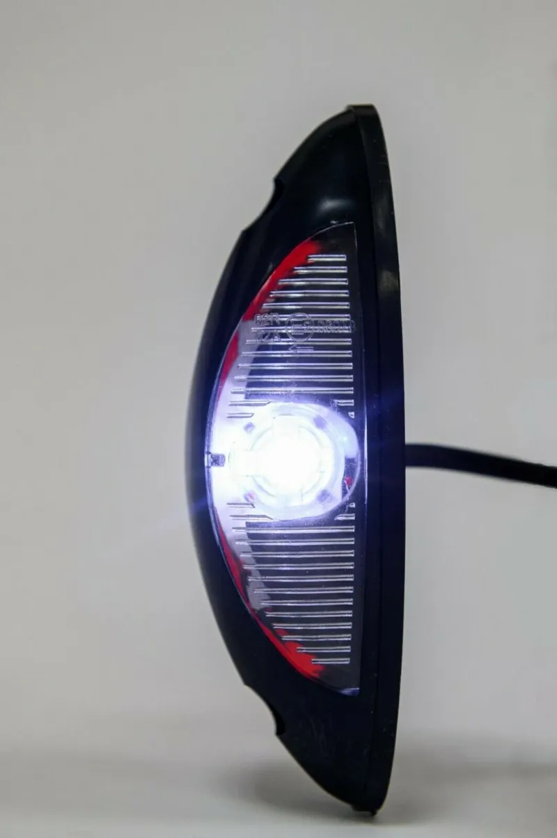 Универсален LED Светодиоден Страничен Габарит Маркер червено-бяло с плоска основа за вертикален монтаж за бус ремарке камион каравана кемпер 24V - 2