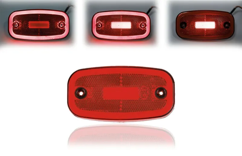 LED Червен Светодиоден Габарит Маткер Токос Неон Ефект, 122mm x 63mm , с Три Функции 12V-24V - 0