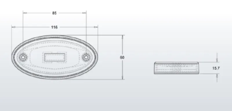 LED Светодиоден Габарит, 116mm x 60mm, Оранжев, Жълт, Неон Ефект, Три Функции,12V-24V - 1