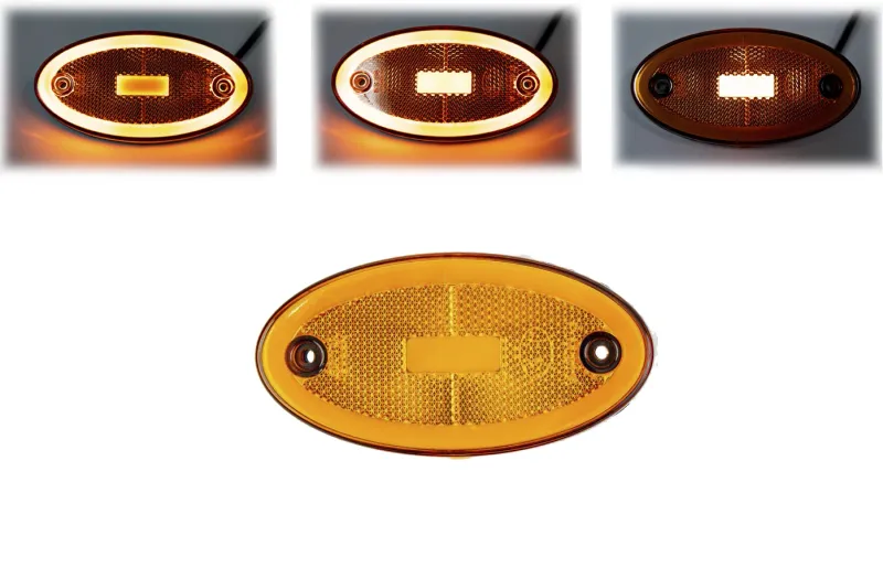 LED Светодиоден Габарит, 116mm x 60mm, Оранжев, Жълт, Неон Ефект, Три Функции,12V-24V - 0