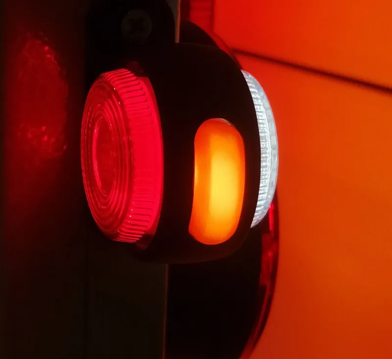 1 брой LED ЛЕД светодиоднен габарит, токос, рогче 24V с три светлини бяла,жълта,червена Неон Ефект за ремаркета, платформи, камиони и др. - 12
